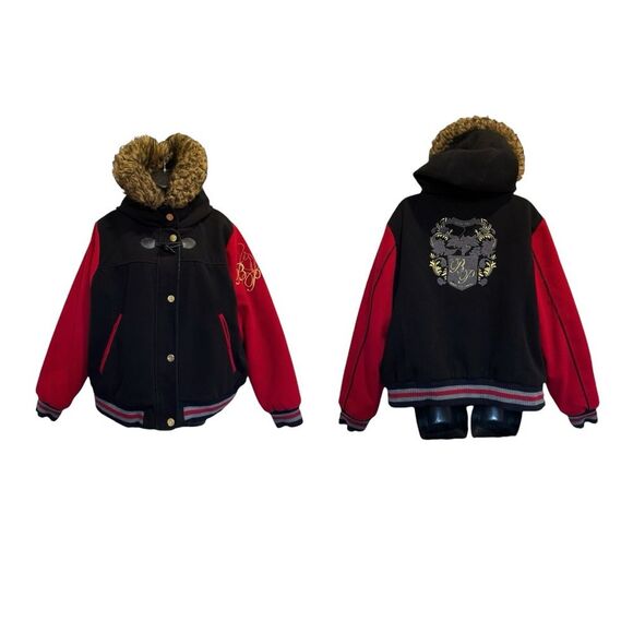 Vintage Baby Phat Heavy Logo Crest Bomber Jacket Hood Plus Size 3X - Picture 1 of 16